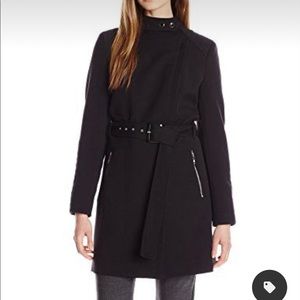 Black belted trench, military inspired